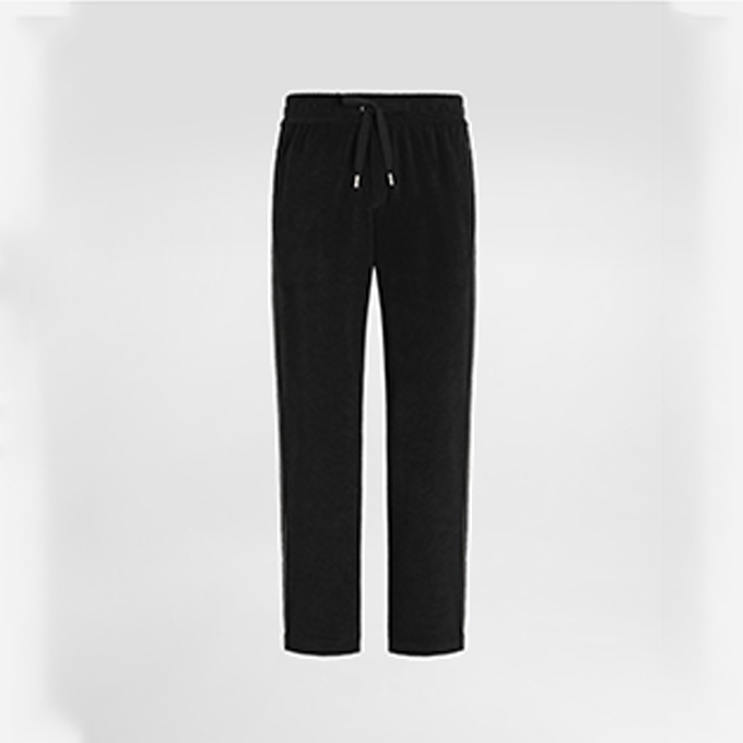 dolce & gabbana black terry fabric straight‑leg track trousers